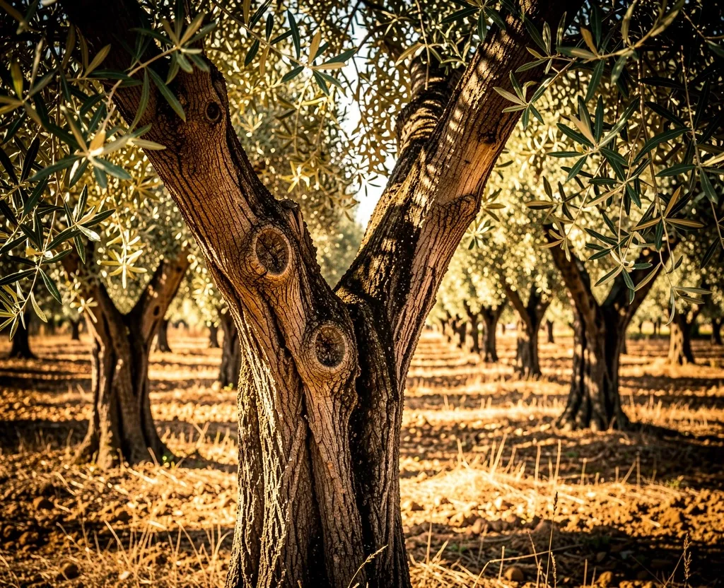 Paisaje de olivos bajo el sol mediterráneo